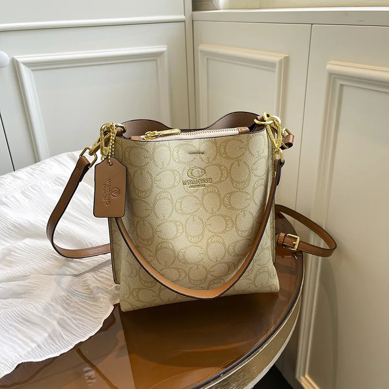 

2025 винтажная сумка-ведро с принтом для женщин, регулируемый ремень через плечо под мышками, сумка через плечо с верхней ручкой, сумка «день-ночь»