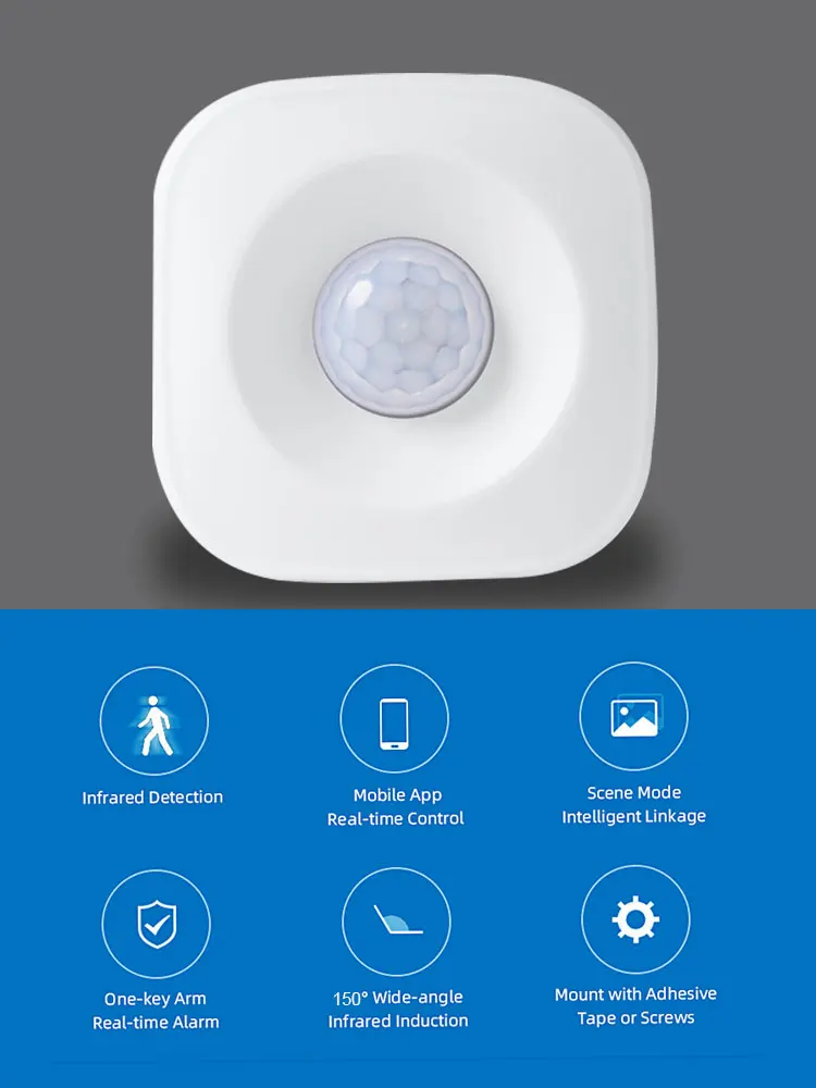 120 Degree Wide Angel WIFI Sensors Tuya Smart PIR Motion Sensor Wall Mount Detect Human Movement Alarm Push Works With Google