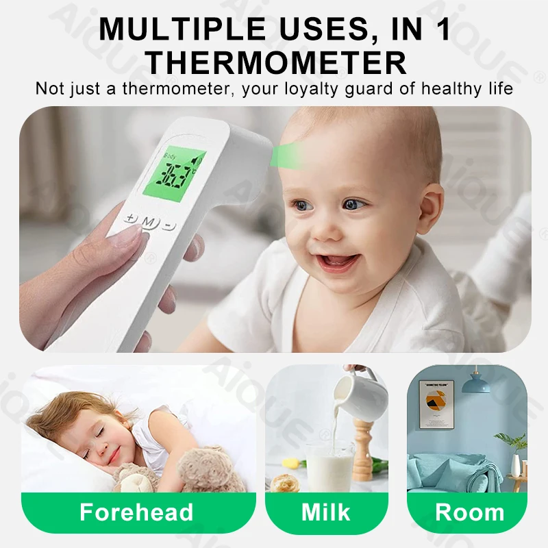 AiQUE Baby Fast Fever Thermometer Professional Clinical Febril Frontal Digital Corporal Infrared Medical Degree  Body Monitor