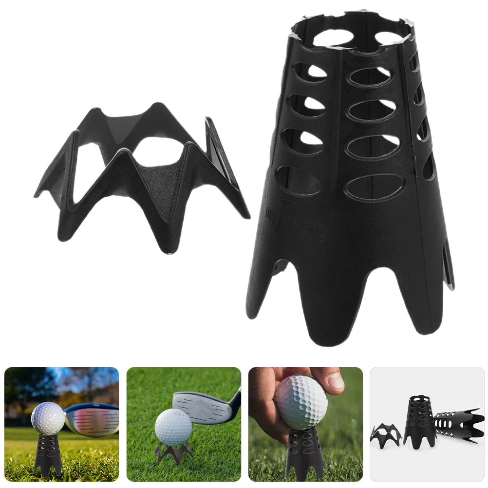 10 Pcs Golf Holders Lightweight Zero Resistance Professional Plastic Tees for Indoor Training Black Polypropylene