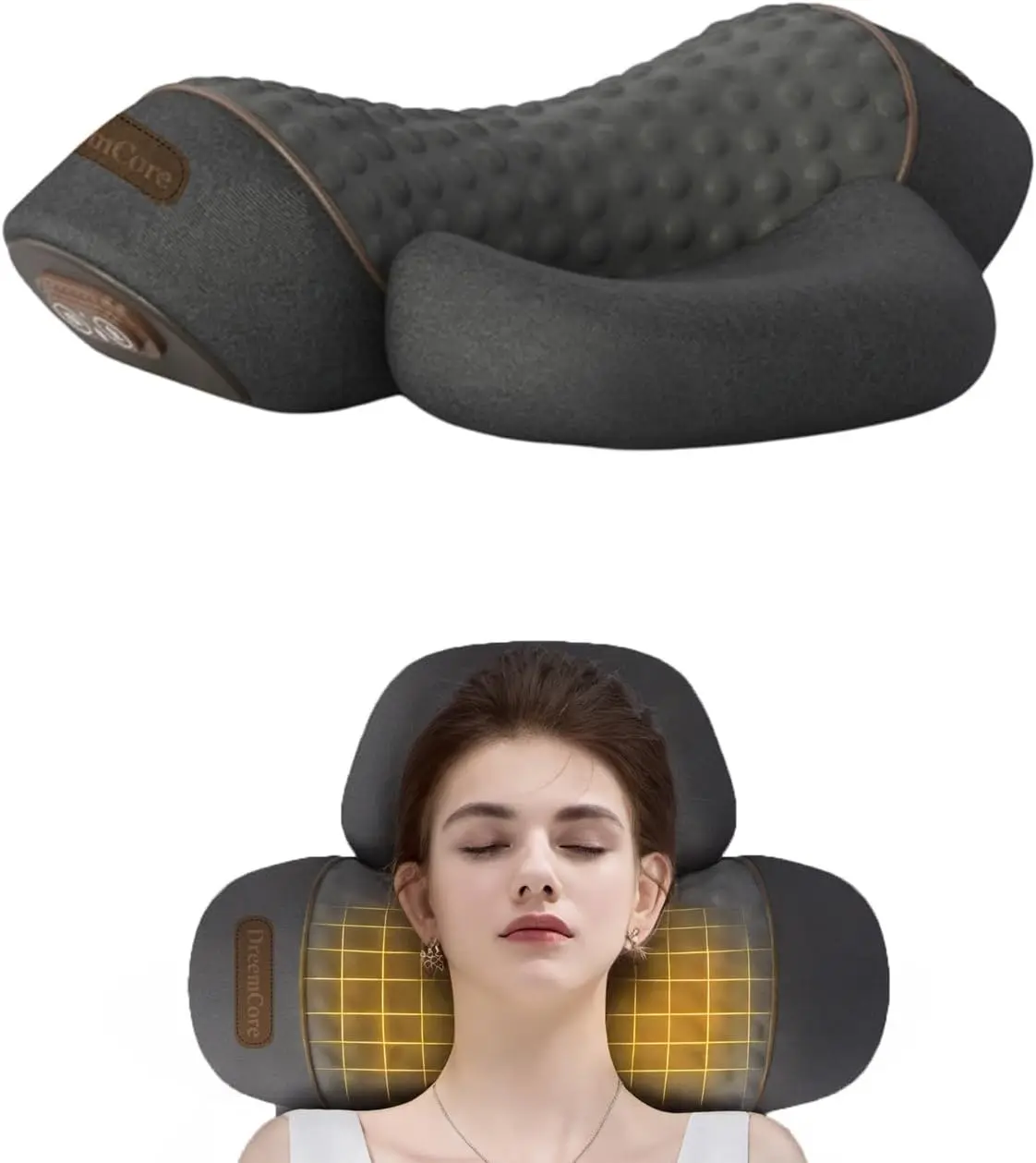 3-in-1 Neck Massager Pillow with Heating & Traction & Vibration, 3D Ergonomic Cervical Pillow for Neck Back Shoulder Pain Relief