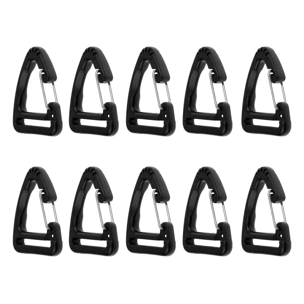 10 Pack Plastic Buckles Hook Climbing Carabiner Hanging Keychain for 25mm Strap Backpacks