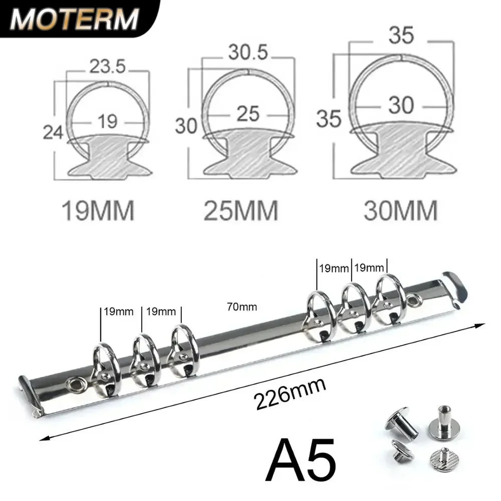 Moterm A5 Size Metal Spiral Rings Binder Clip With 2 Pairs of Screw For Diary Notebook Planner Binder Clip File Folder