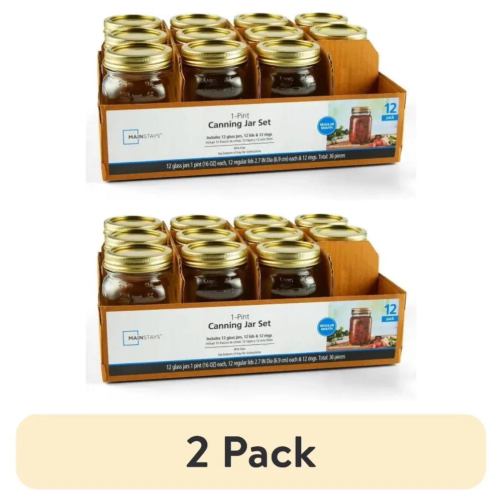 Paquete de 2, 12 Unidades, Frascos Mason de 16 oz con Tapa de Boca Regular, de Vidrio, para Conservas, Salsas, Café Helado, Manualidades y Almacenamiento en la Cocina