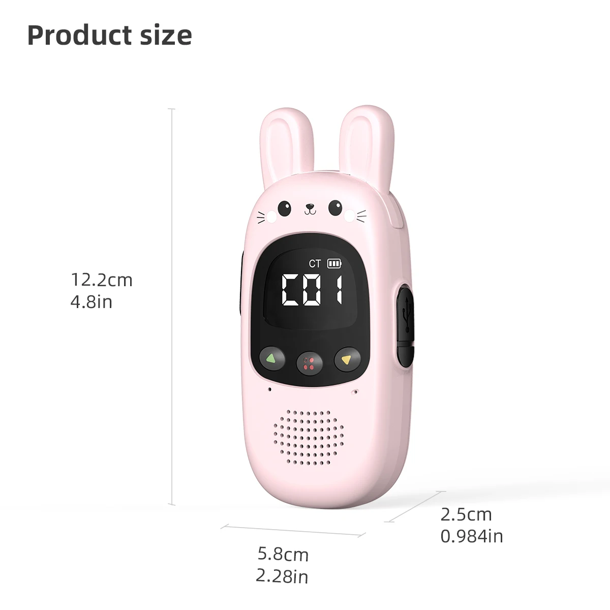 CBCBTWO 토끼 모양 어린이 워키토키 GT-168, 전자 장난감, 어린이 스파이 가제트, 3km 범위, 소년 소녀 생일 선물, 2 개