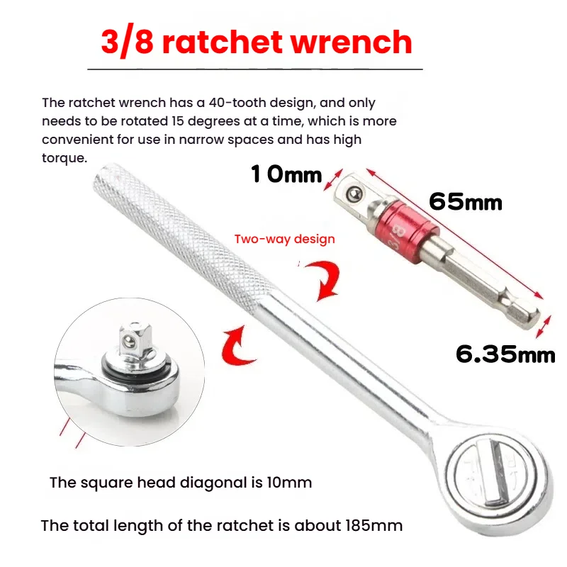 Multifunctional Sleeve 3/8 Inch 10-19mm Adjustable Universal Socket Wrench Grip Adapter Hex Head Nuts And Bolts Driver Tool