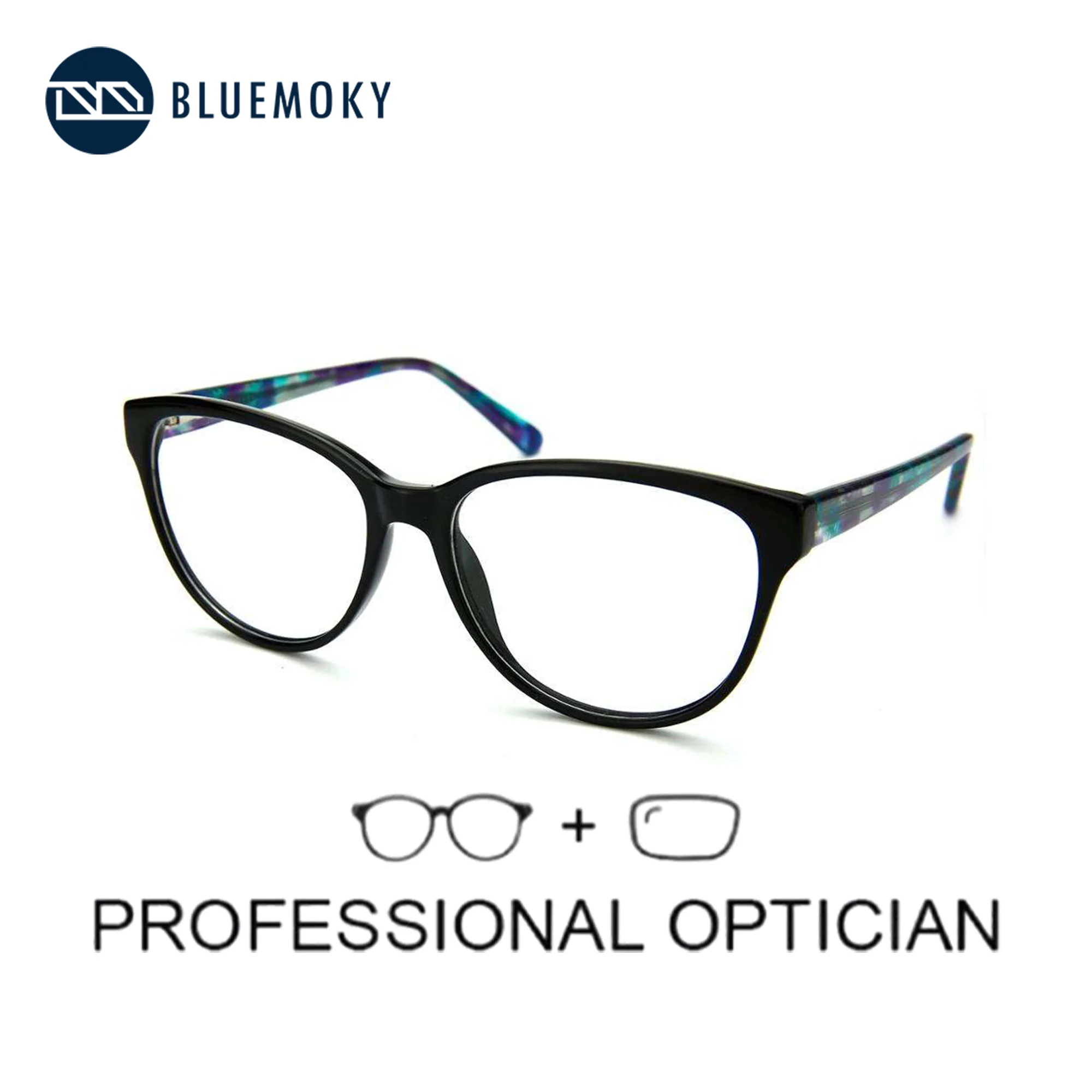 

BLUEMOKY Acetate Prescription Glasses Women Square Full Frame Progressive Optical Eyewear Anti-Blue Light Myopia Hyperopia