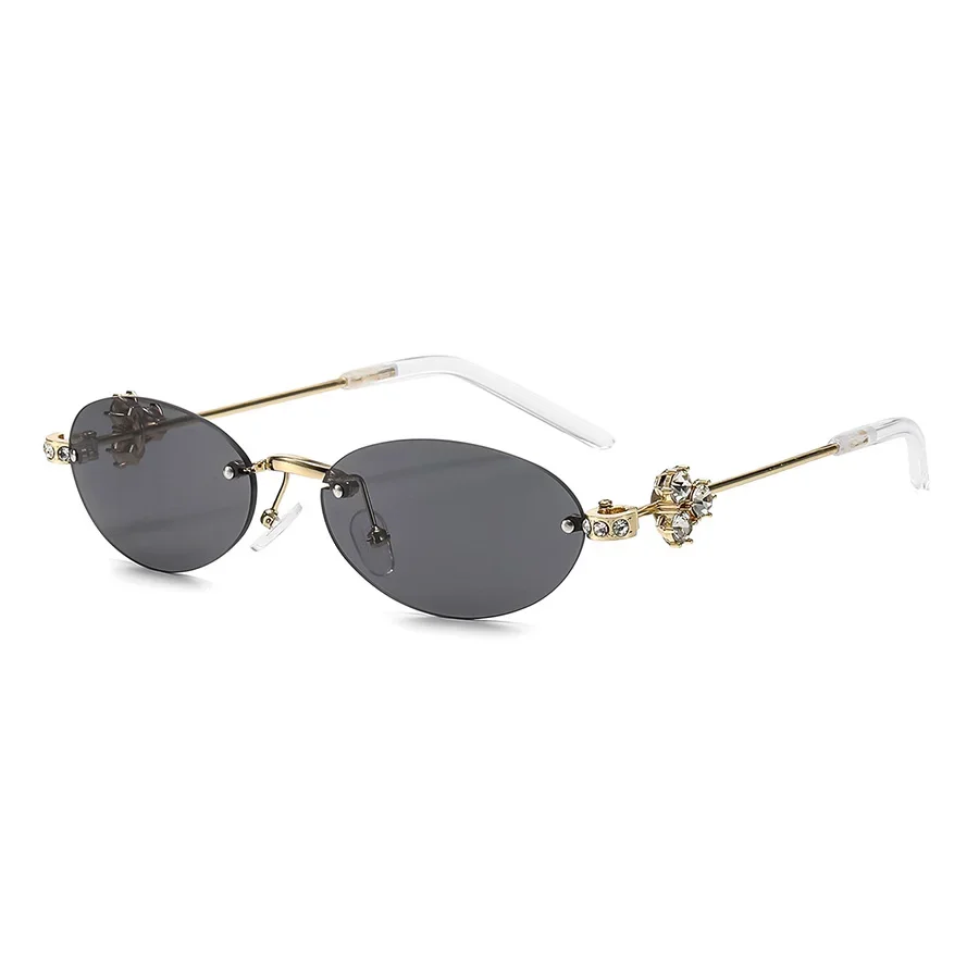 Lunettes de mode pour femmes, 1 pièce, nouveau luxe exquis, forme ovale incrustée de diamants, Design de Niche, décoration adaptée au quotidien et à l'extérieur S