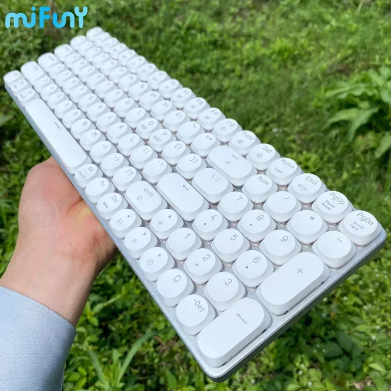 MiFuny Mechanical Keyboard Thin Low Profile Hot Swapping Linear Switch Metal Panel 87 Key Gaming Office Work Wireless Keyboards