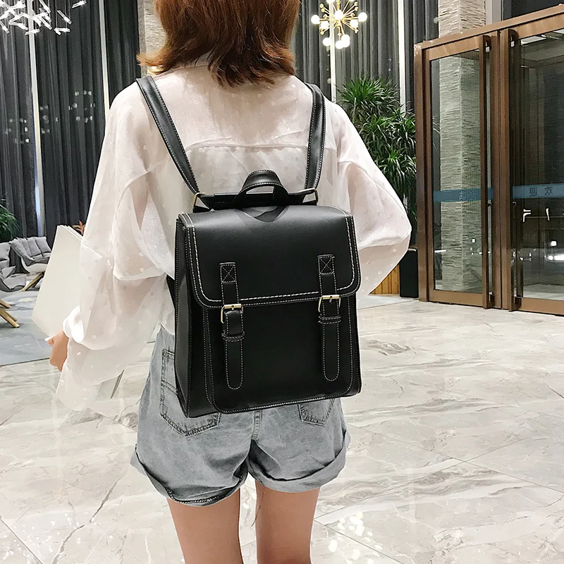 Vintage Backpack Female Pu Leather Bag Women's Backpack Fashion School Bag for Girls High Quality Leisure Shoulder Bag Sac A Dos