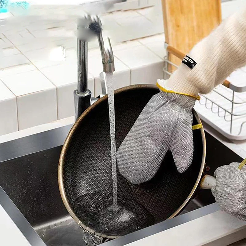 Rust Removal Cleaning Cloth Kitchen Magic Dishwashing Gloves Steel Wire Cleaning Rag Microwave Stove Clean Tools Dish Cloth