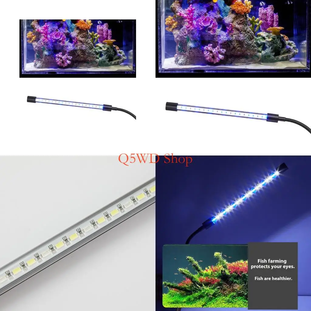Q5WD Energy Saving Water Resistant LED Fish Light with Adjustable Enhances Vegetation Growth In Enclosures