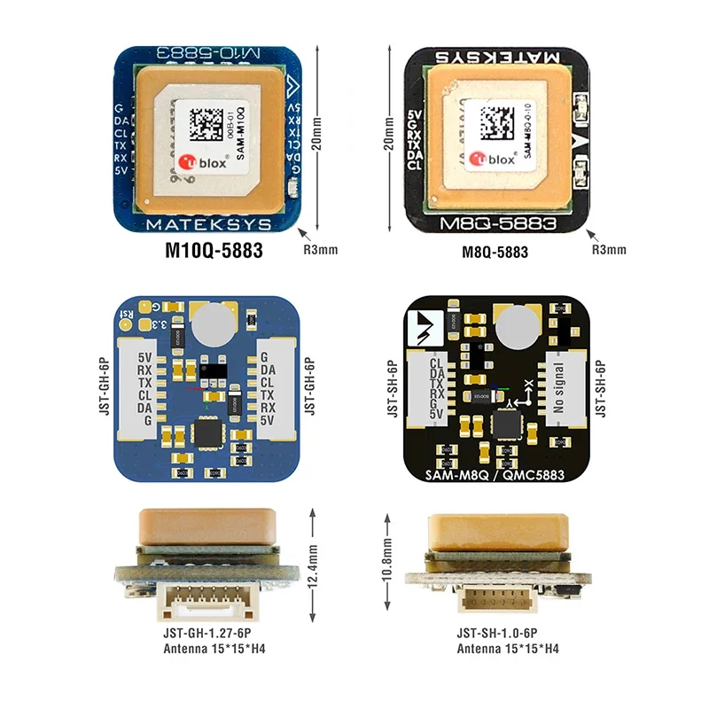 Matek Systems M10Q-5883 72-kanałowy SAM-M10Q GPS i QMC5883L Cyfrowa prędkość powietrza 4 ~ 9 V z modułem kompasu do drona wyścigowego RC FPV