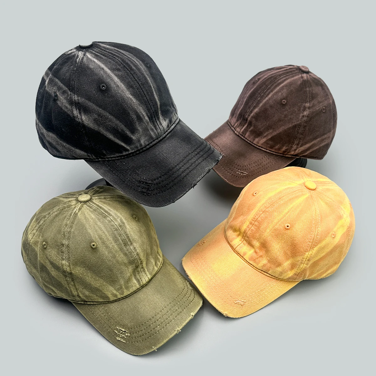 

Broken Style Striped Bandhnu Solid Baseball Hats New Men Women Sunshade Personal Versatile Distress Fashion Retro Peaked Caps