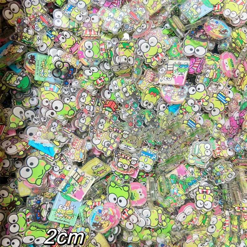 30pcs Random Keroro Big Eyes Frog Acrylic Patch DIY Bag Jewelry Crafts Accessories Keychain Brooch Phone Case Anime 2cm Ornament