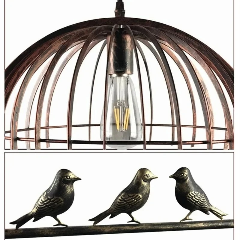 

Retro Industrial E27 Pendant Lights Iron Bird Cage Aisle Lamps Nordic Modern Personality Living Room Pendant Lamps