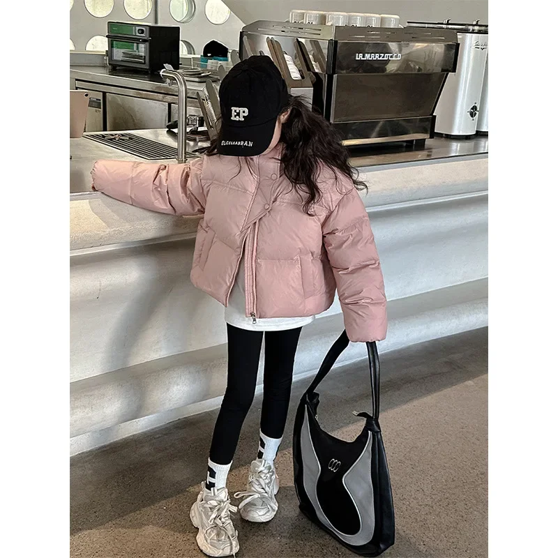 Girls Down Winter Short Coat Padded Jacket 2023 Winter New Childrens Children Korean Fashion Style Thickened Warm Down Girl Coat