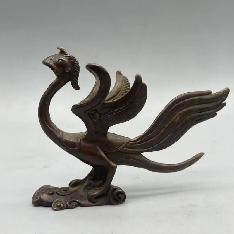 Antique Solid Alloy Copper Carved Rosefinch Divine Beast Home Decoration and Auspicious Beast Desktop Ornament