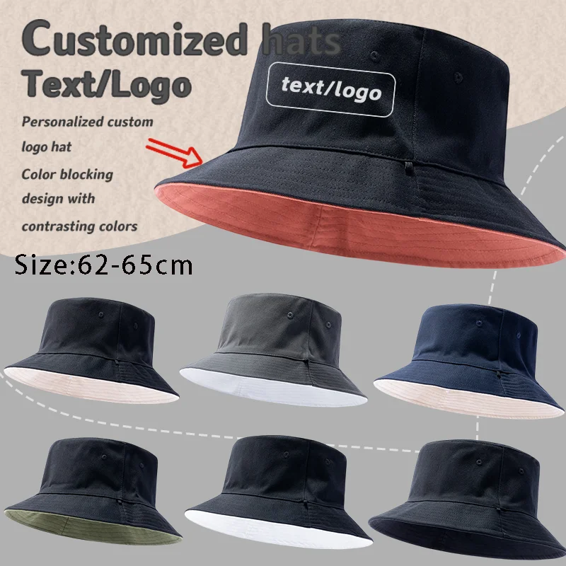 Custom Printed Embroidered Logo Large Size 65cm Bucket Hats for Men and Women Reversible Visor Fisherman Cap Panama Bob Hat