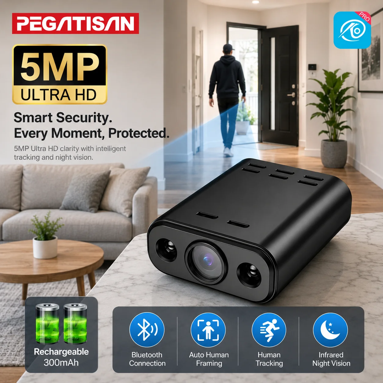 

5MP WIFI Mini Camera HD Built-in Battery Human Tracking IP Remote Monitoring Camcorders IR Night Vision Body Protable Camera