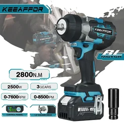 KEEAFFOR 2800N.M 2500W borstelloze elektrische slagmoersleutel 1/2 inch 3 versnellingen draadloze elektrische boormachine elektrisch gereedschap voor Makita 18V batterij