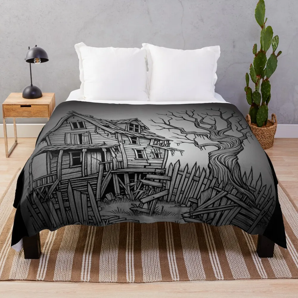 

Spooky house illustration Throw Blanket For Decorative Sofa Bed covers cosplay anime Sofa Blankets