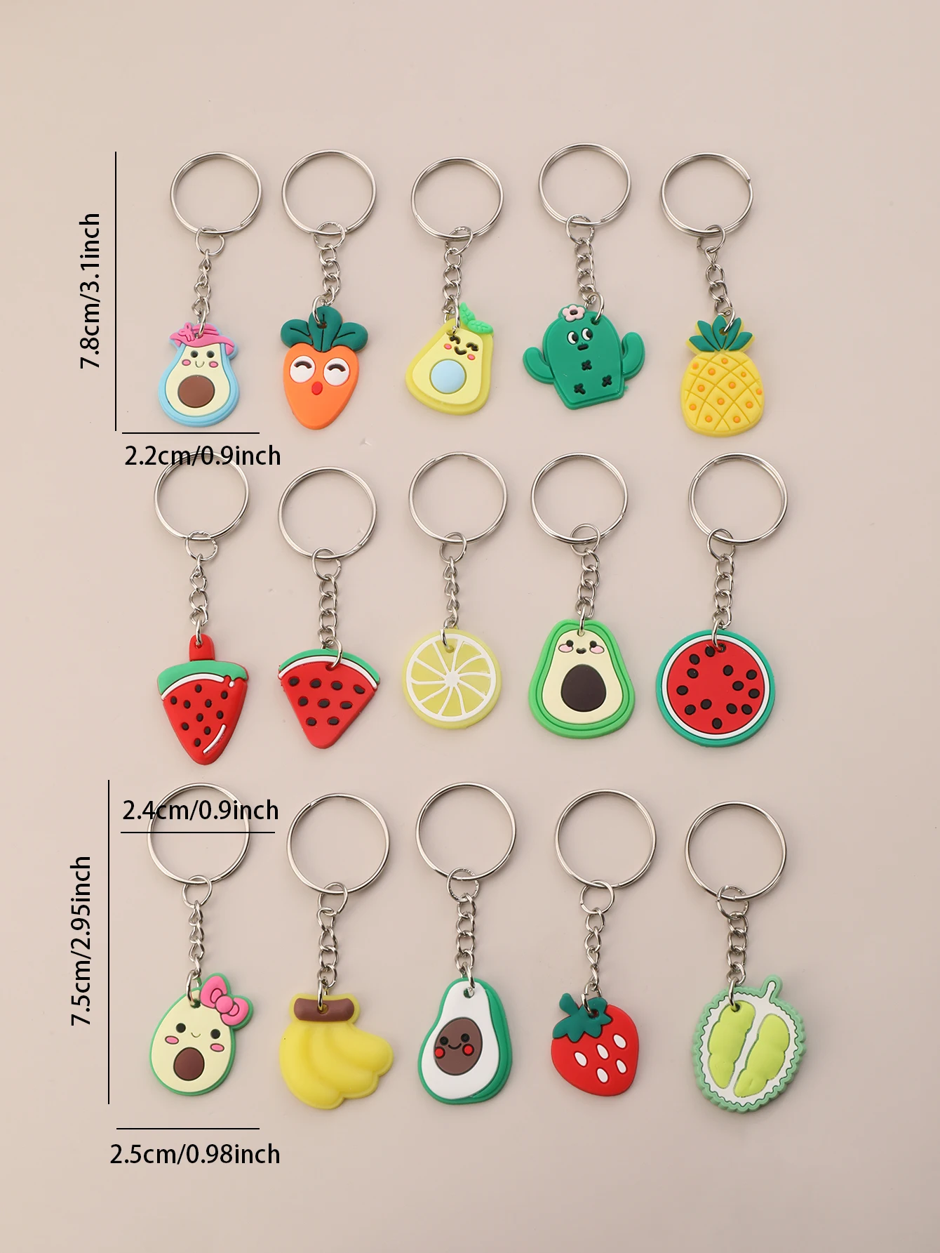 16pcs/set Cute Summer Fruits Watermelon Keychain Party Favors Goodie purse Bags Backpack Gifts For Birthday Party Keyring