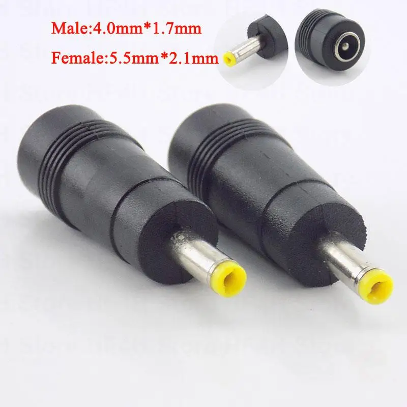 5pcs 5.5mm X 2.1mm DC Female To 4.0mm X 1.7mm Male DC Power Plug Adapter Connector pc Computer Cables Jack Notebook Laptop B4