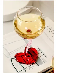 Heart Shape Glass Goblet Mug Champagne Wine Cup High Borosilicate Glass Heat-resistance Cocktail Glass Valentine's Day Gift