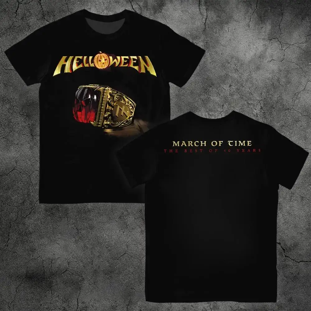 2026 Heavy Metal Rock Band Helloween Printed coton T-shirt Street Hip-hop Oversized Men's Tee Trendy