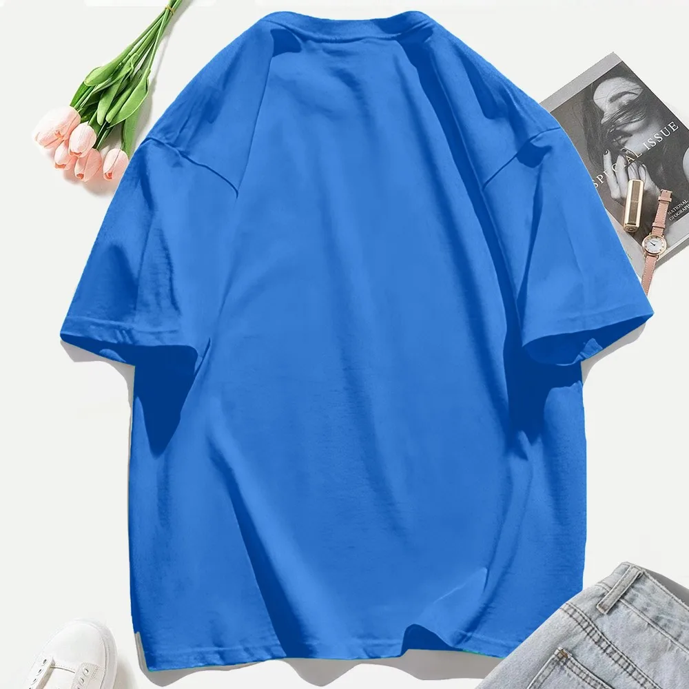 Car Is Heading At Sunrise Printing T-Shirts Womens Cotton Summer T Shirts Loose Soft O-Neck Short Sleeve Tees Casual Womans Tops
