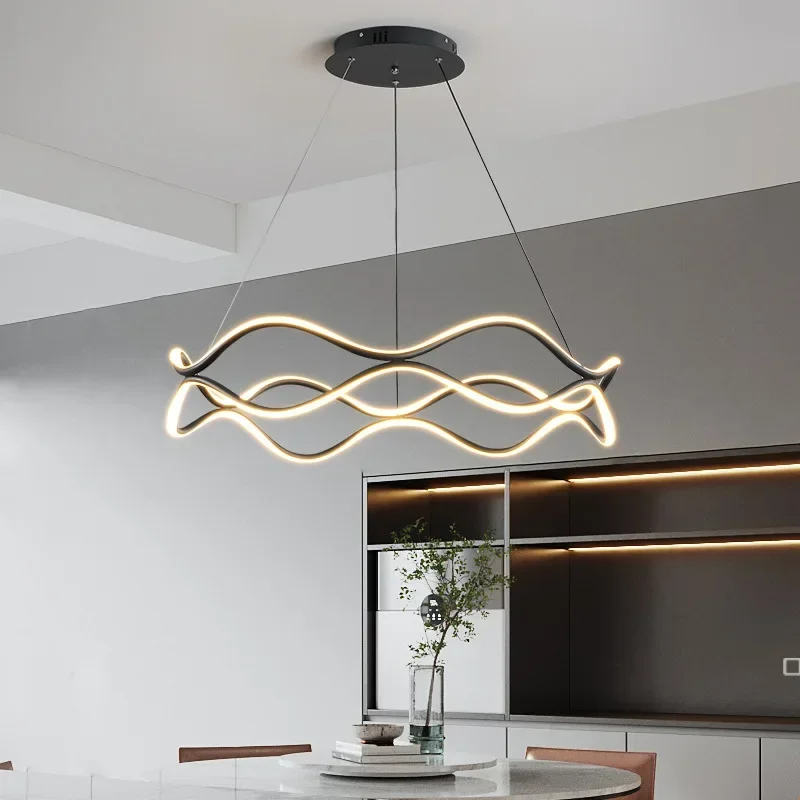 

Wave Ring Led Pendant Lights Modern Creativity Lighting Living Dinging Room Chandelier Simple Circle Bedroom Lamp Luster Fixture