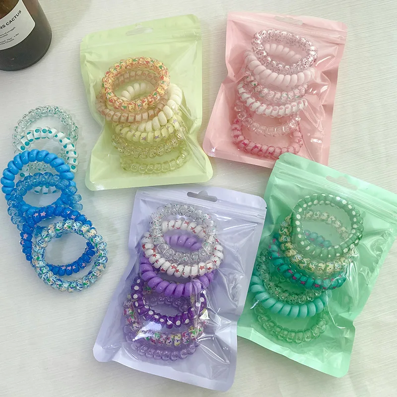 

30pcs Spiral Hair Ties, Coil elastics Hair Ties,No Crease Hair Coils,Telephone Cord Plastic Hair Ties For Women and Girls