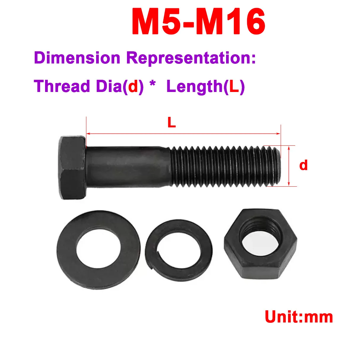 12.9 Grade Alloy Steel Outer Hexagonal Full / Half Tooth High-Strength Bolt And Nut Combination M14M16