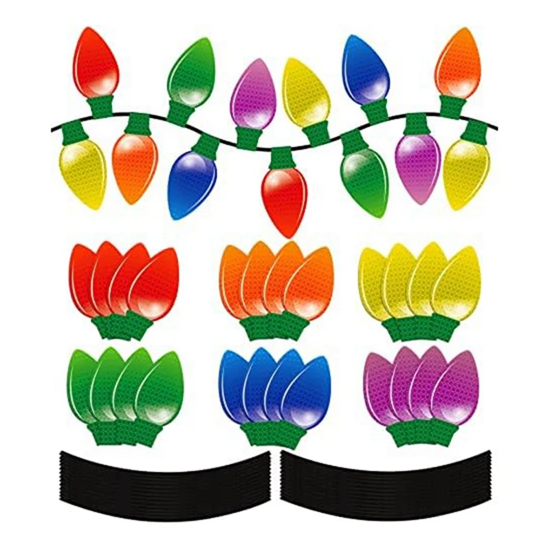 

1Set Christmas Car Reflective Light Bulb Garage Mailbox Magnet Decal For Birthday Christmas Fun Decoration