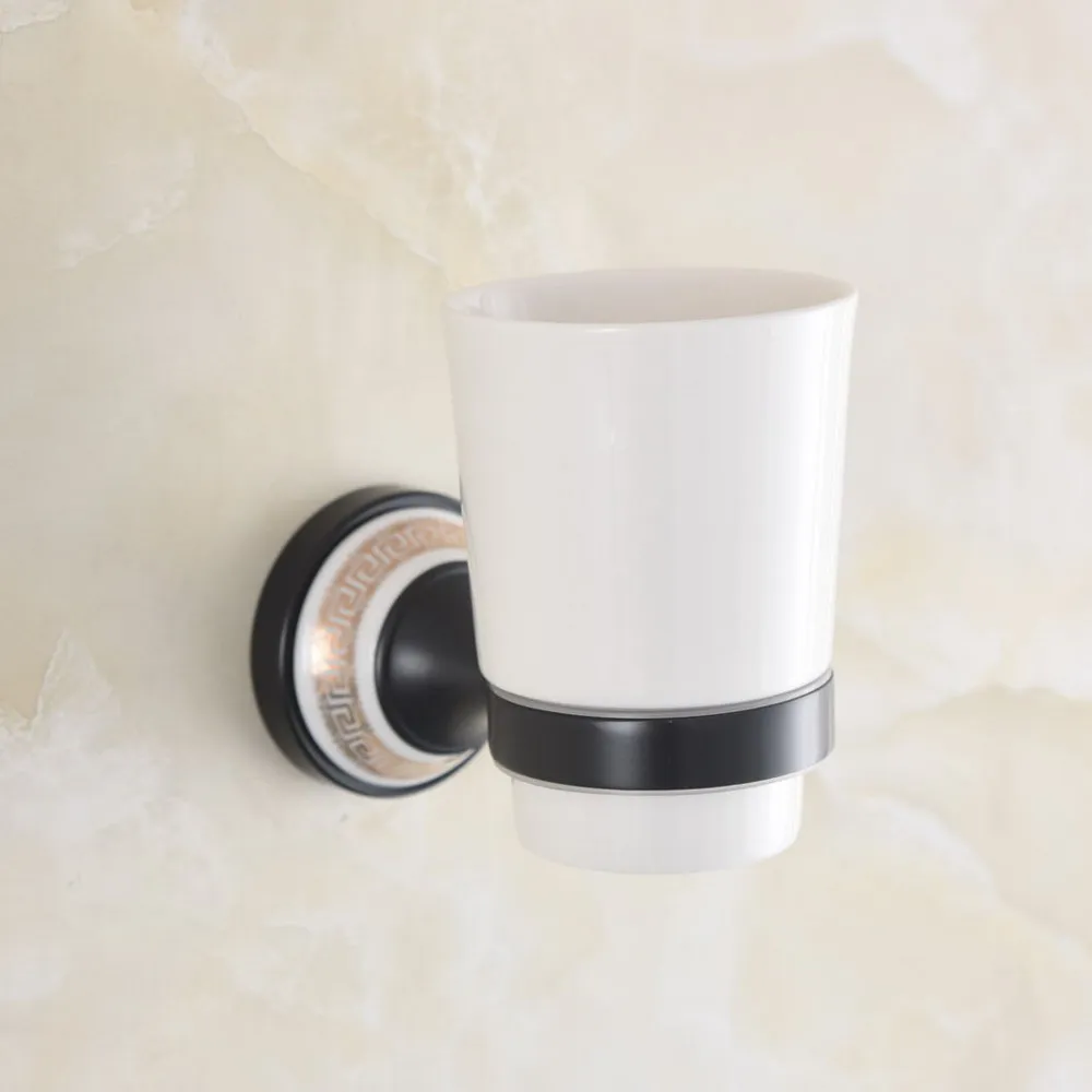 Bathroom Cup Holder Black Ceramic Single Cup Holder Bathroom Ceramic Cup Rack Holder Bathroom Accessories Nba961