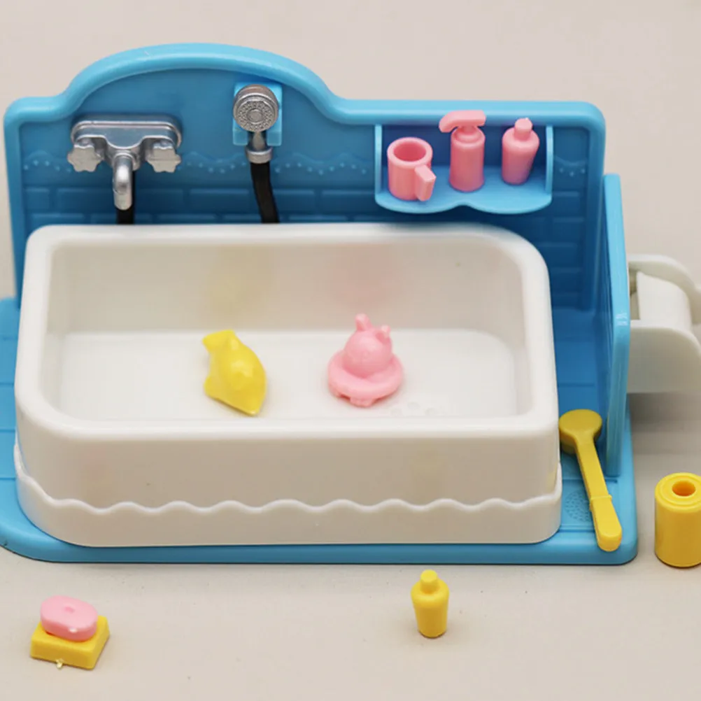 1Set Mini House Bathroom Accessory Bathtub Toilet Miniature Furniture for Micro Scene Home Decoration Mini Furniture