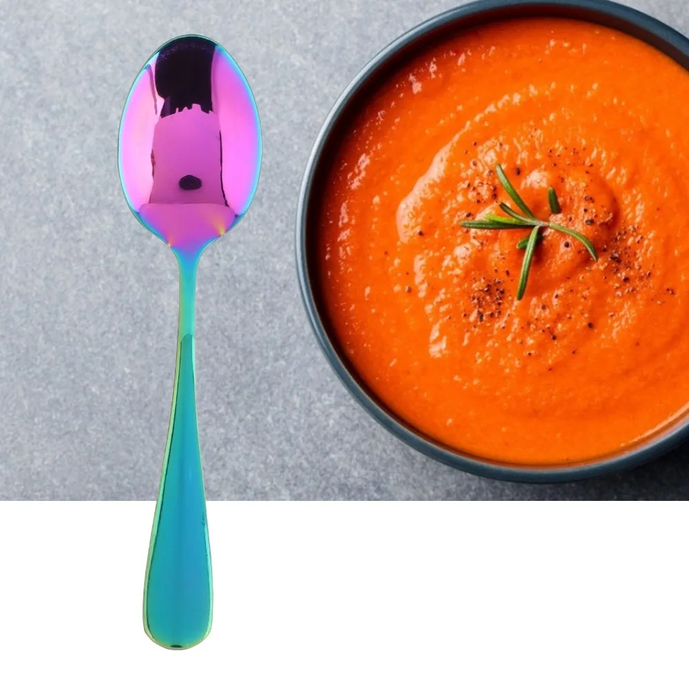 5Pcs Rustless Steel Tea Spoon Polished Practical Dessert Spoons Lightweight Solid Handle Teaspoon Set Restaurant Use