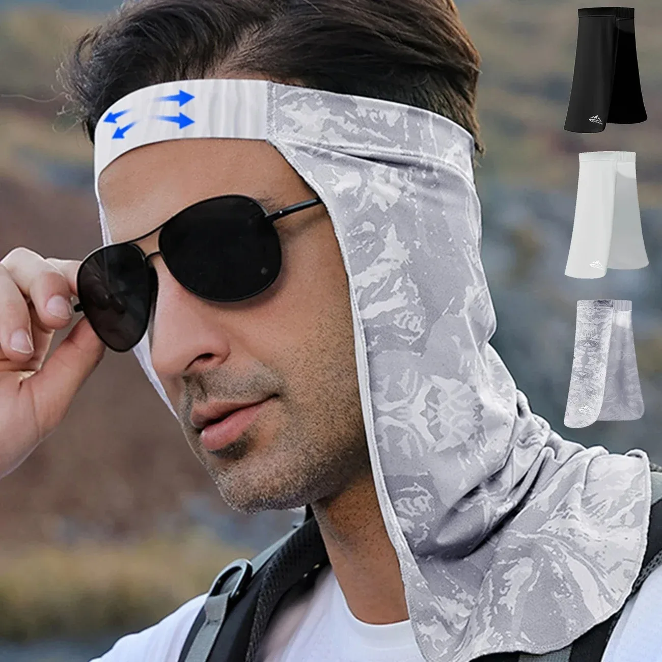 Chapéu de Proteção Solar de Verão para Pesca e Ciclismo ao Ar Livre, Respirável, Proteção UV, Alta Elasticidade, Proteção para o Pescoço, Lenço de Cabeça Masculino