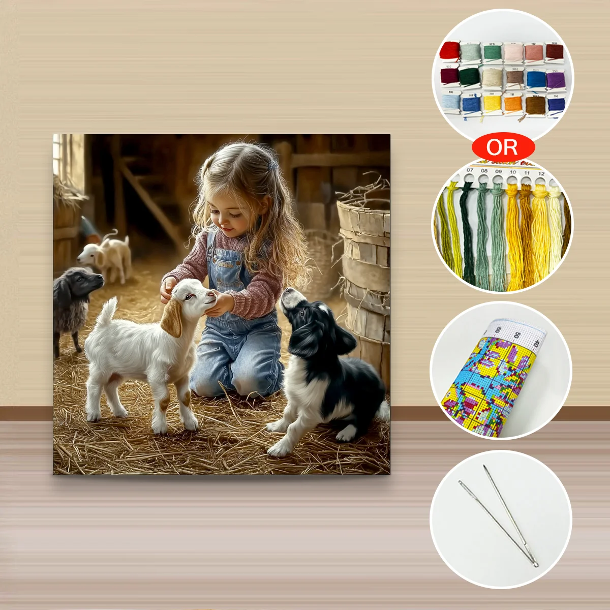 1 Stück 40x40 cm/15,74 Zoll, 11CT/14CT Kreuzstich-Set, DIY Valentinstagsgeschenk, Stickerei-Set für Festivals, Tiere – Detail 3
