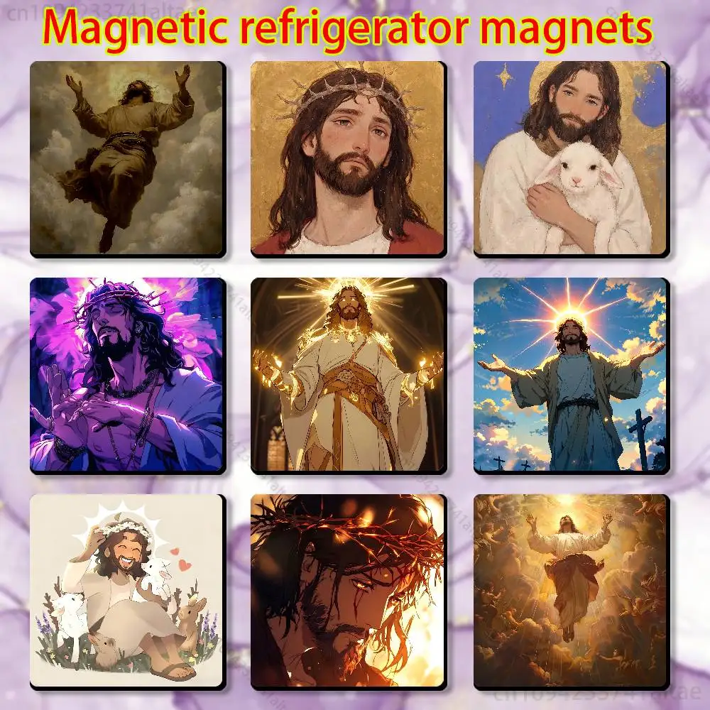 

Belief Bible Jesus Fridge Magnet Square Stickers Personalize Home Decor Souvenirs Gift