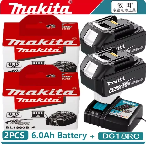 100% Genuine Makita 18V 6.0Ah Powerful long-lasting Rechargeable Battery+electric charger ,For Makita Power Tools Battery