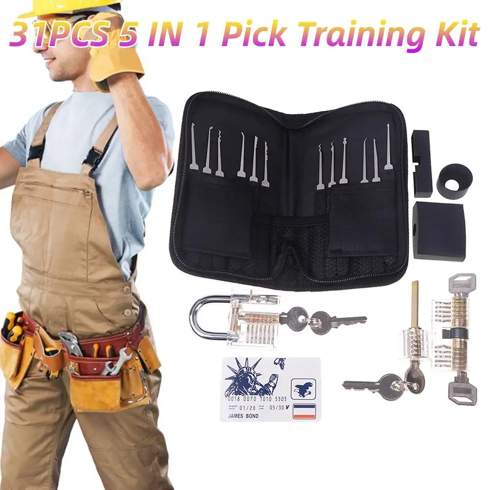 

31 PCS 5 IN 1 Pick Training Kit Repair Tool Kit Lock Picking Practice Hand Tools for Key