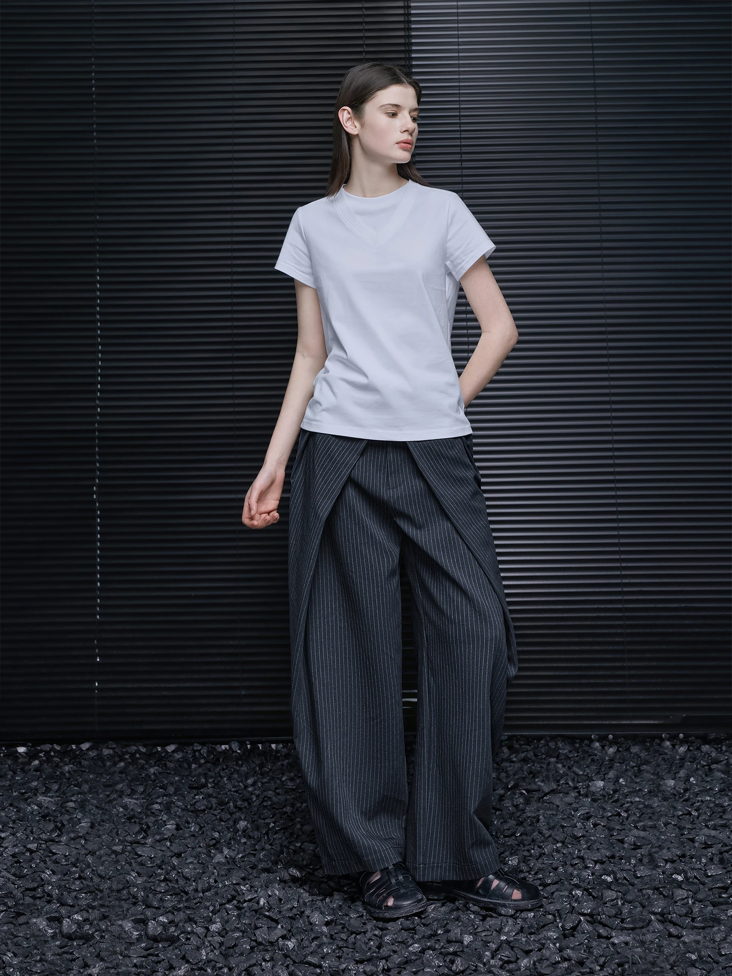 

Женские прямые брюки в полоску, свободные, струящиеся, с высокой талией, в уличном стиле, весенняя новинка