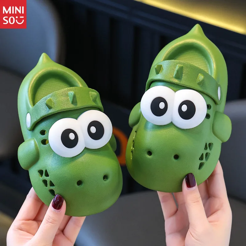 

Miniso Kids Cartoon Dinosaur Slippers, Girls Baby Crocs Closed Toe Sandals Anti-Slip Boys Sandals