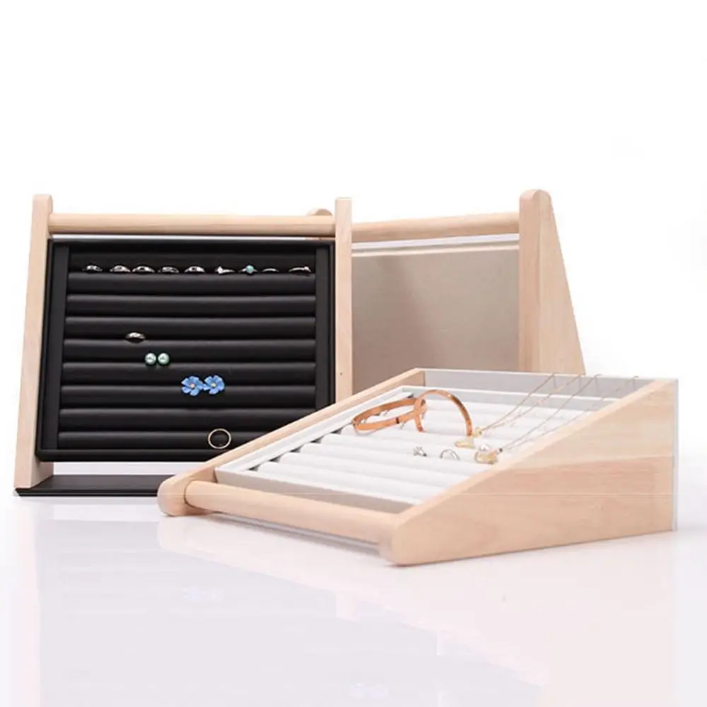Rustic Wood Ring Display Stand Multi-layers Durable Jewelry Organizer Holder Handmade Large Capacity Bracelet Storage Rack Home