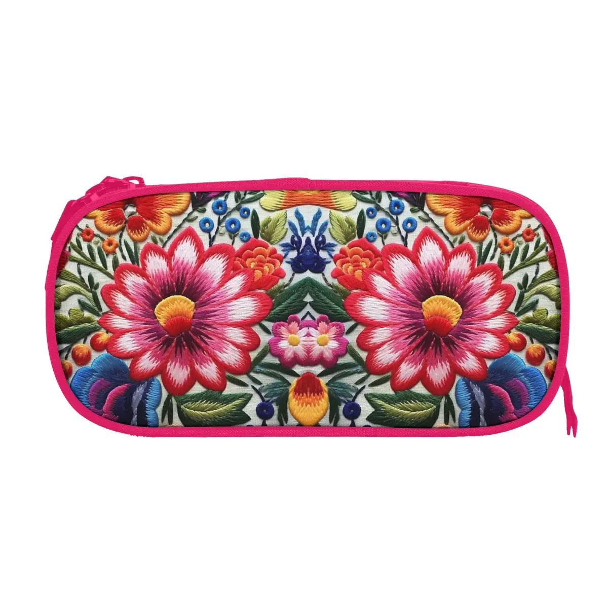 الملونة المكسيكية الأزهار التطريز مقلمة للطلاب مدرسة صندوق القلم حقيبة أقلام رصاص تخزين كبير قلم رصاص الحقيبة حامل قلم