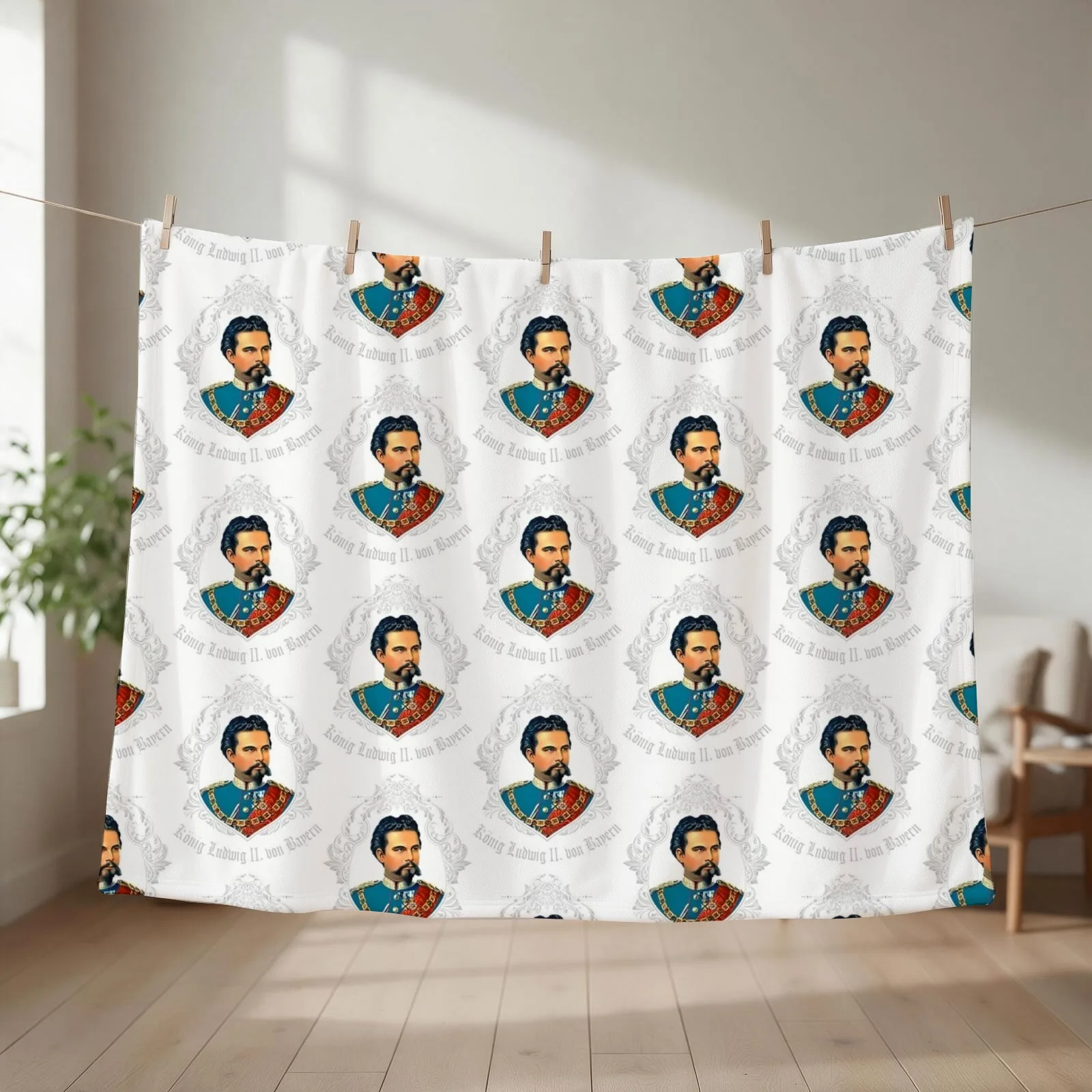 KING LUDWIG II OF BAVARIA Throw Blanket couch cozy soft plush fuzzy picnic outdoor blanket