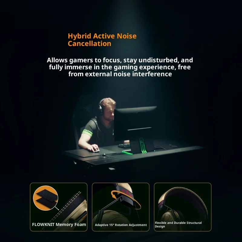 سماعة رأس Razer BlackShark V3 Pro&CS2 لاسلكية للألعاب ذات علامة تجارية مشتركة مع خاصية إلغاء الضوضاء النشطة مع ميكروفون قابل للفصل