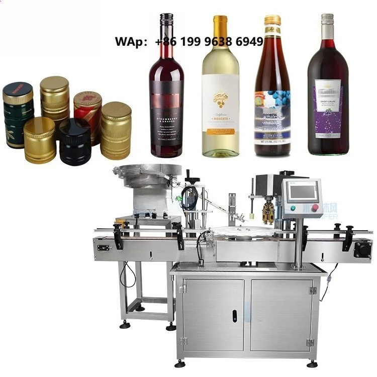 Automatic Glass Bottle Aluminum Cap Fruit Wine Vodka Whisky Plastic Glass Bottle Locking Capping Machine